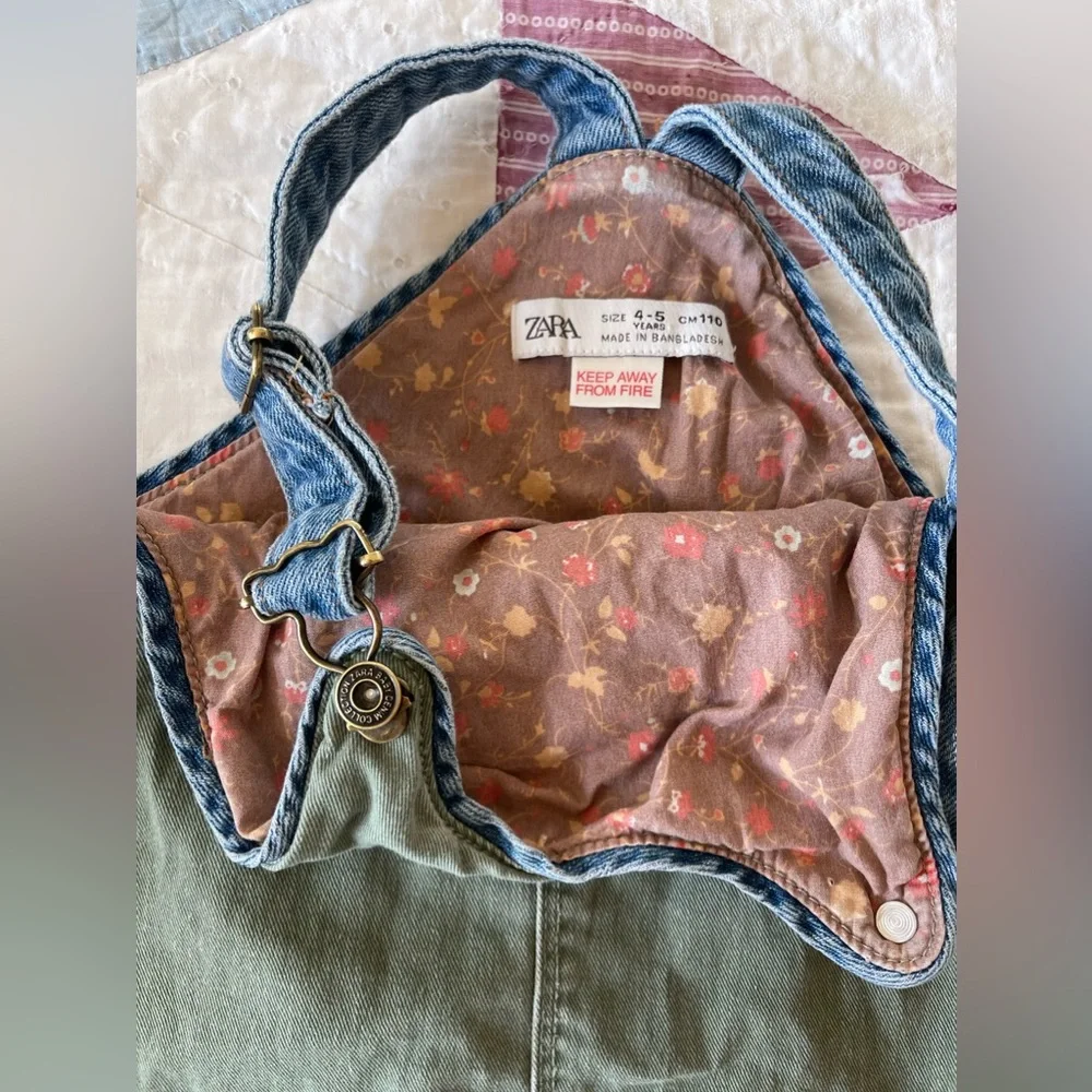 Zara two tone denim jumper overall dress - Picture 2 of 4